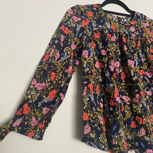 Banana Republic Puff Sleeve Swing Top Floral Print Blouse SP Small Petite - Picture 5 of 7